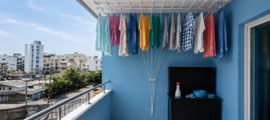 Before — floor-standing drying rack